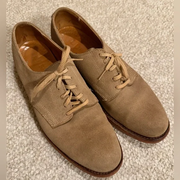 L.L.Bean Made in USA Suede Bucks Men’s 8.5 Tan Oxford Shoes - Picture 2 of 14